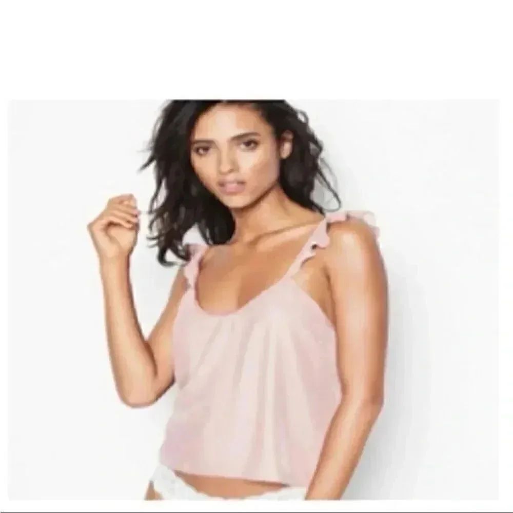 Victoria’s Secret Pink Blush Velvet Ruffle PJ Top SZ S